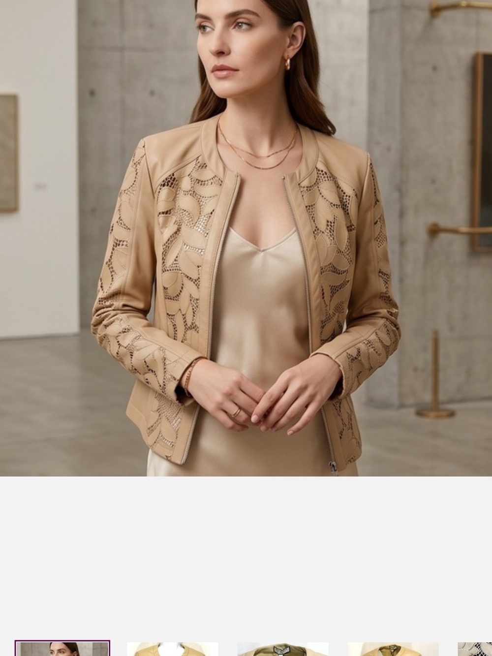 bagatelle Perforated Tan Faux-Leather Jacket